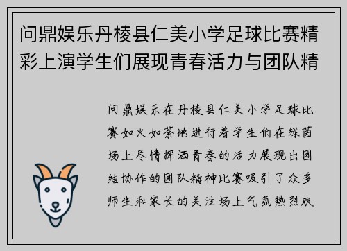 问鼎娱乐丹棱县仁美小学足球比赛精彩上演学生们展现青春活力与团队精神